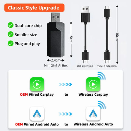 FUNNAVI 2in1 Wireless CarPlay Android Auto Adapter For OEM by zapcart