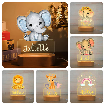 Personalized Kids Animal Night Light Custom Name Lamp by zapcart