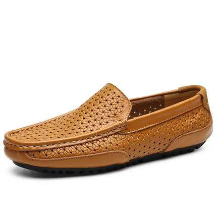 DZAG Men Leather Loafers Breathable Slip On Driving Shoes by zapcart