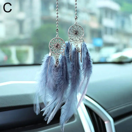 Mini Dream Catcher Car Mirror Hanger Calming Wind Chimes by zapcart