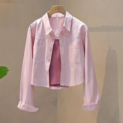 Women Cropped Blouse Spring Summer Loose Long Sleeve Casual by zapcart