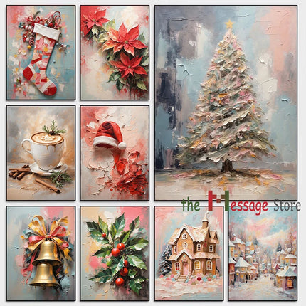 Form Christmas Canvas Painting Santa Mittens Bells Decor by zapcart