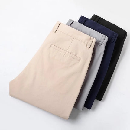 MAINKULC Mens Summer Tall Stretch Cotton Office Chino Pants by zapcart