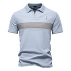 AIOPESON Men Breathable Striped V Neck Slim Polo Shirt by zapcart