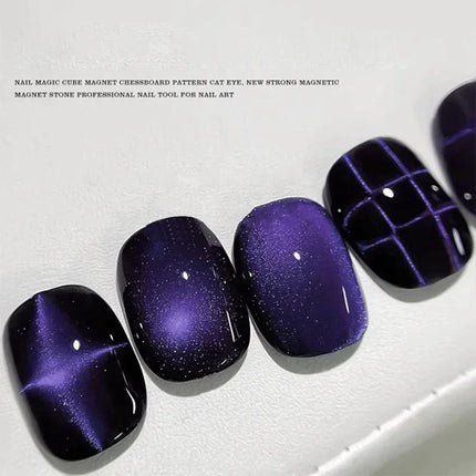 Cat Eye Chessboard UV Cube Magnets For DIY Manicure Kit by zapcart