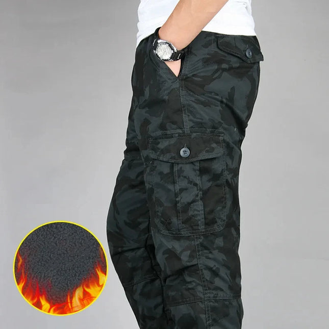 CN Zhejiang Mens Winter Cargo Pants Double Layer Fleece by zapcart