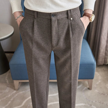 Qj Cinga Herringbone Men Slim Fit Pants Winter Fashion by zapcart