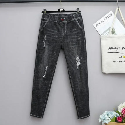 Plus Size Jeans For Women Elastic High Waist Baggy Comfort by zapcart