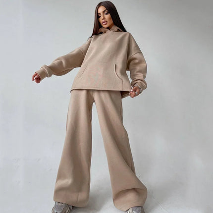 Kalenmos Women Hooded Tracksuit Set Two Piece Comfort by zapcart