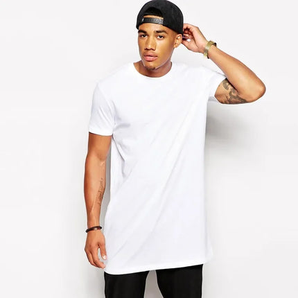 MRMTCN Mens Extra Long Cotton Hip Hop T Shirt White by zapcart