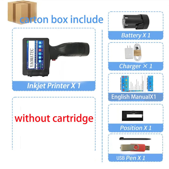 Yaomatec Portable Thermal Inkjet Label Printer 12.7mm QR by zapcart
