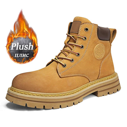 FujianChoice Men High Top Leather Boots Non Slip Outdoor by zapcart