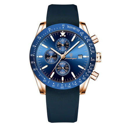 POEDAGAR Men Watch Waterproof Luminous Chronograph Leather