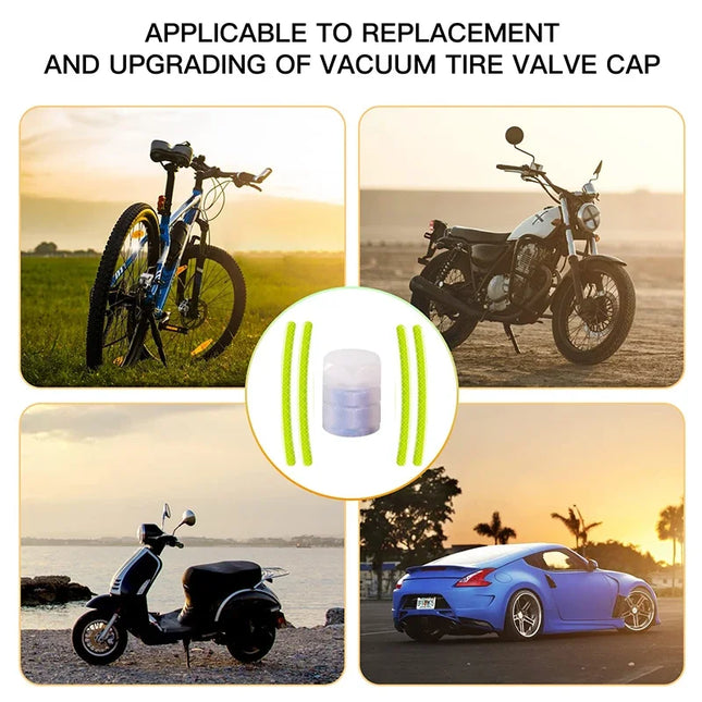 PVC Luminous Wheel Valve Caps Reflective Stickers For Cars by zapcart
