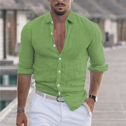 CN Jiangxi Mens Cotton Linen Shirt Loose Fit Breathable by zapcart