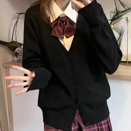 Japanese V Neck Knit Cardigan For Women Layering JK Uniform by zapcart