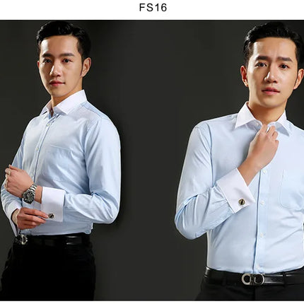 Yuaioiue Men French Cuff Dress Shirt Classic White Office by zapcart