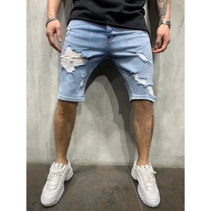 Longchengyixi Mens Ripped Tassel Denim Shorts Casual Summer by zapcart