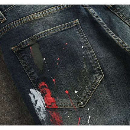 AnhuiChoice Mens Jeans Slim Fit Retro Washed Ripped Hip Hop by zapcart