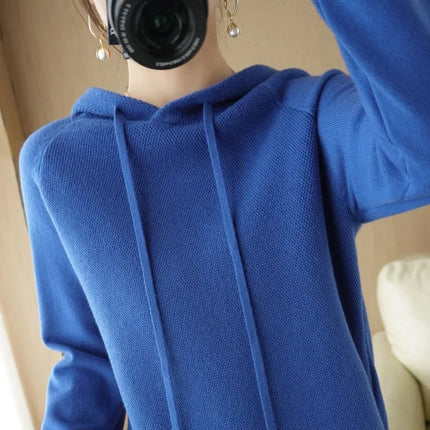 Korean Hooded Sweater Women Warm Knit Pullover Cozy Casual by zapcart