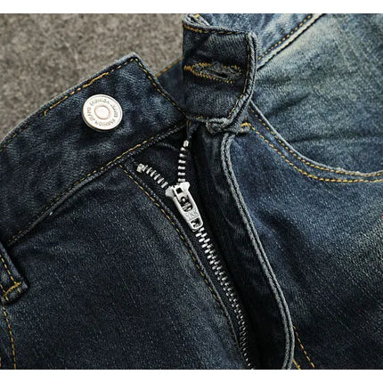 AnhuiChoice Mens Jeans Slim Fit Retro Washed Ripped Hip Hop by zapcart