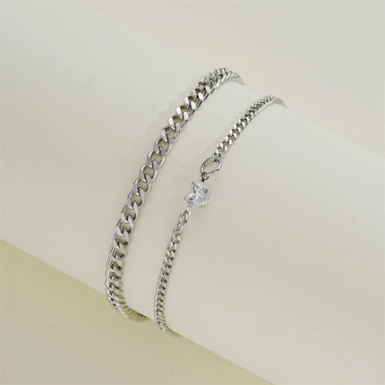 HUBEI 925 Sterling Silver Couple Bracelets Unisex Gift Set by zapcart