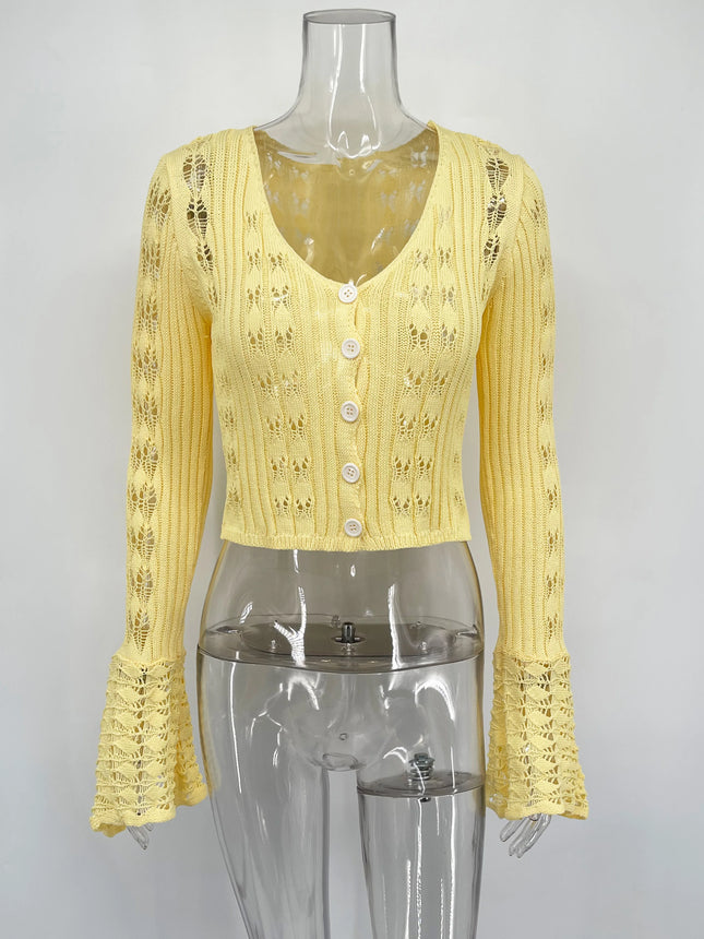 Taruxy Hollow Knitted Cardigan Womens Lightweight Layer by zapcart