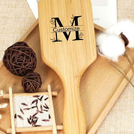 Personalised Bamboo Hairbrush AirCushion Detangling Unisex by zapcart