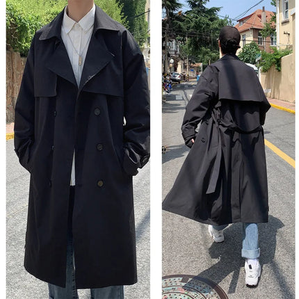 Korean Style Trench Coat For Men Double Breasted CN Anhui by zapcart