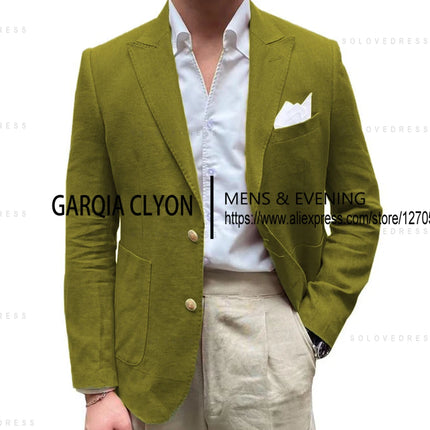 CN Jiangsu Just One Blazer Linen Suit For Men Wedding Ready by zapcart