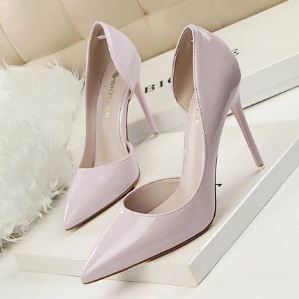 Glossy Korean Patent Leather Stiletto Heels Women Comfort by zapcart