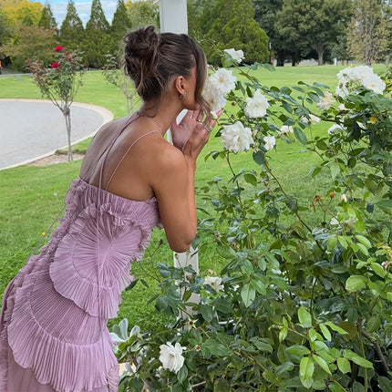 Sexy Slit A Line Prom Dress For Women Elegant Purple Gown by zapcart