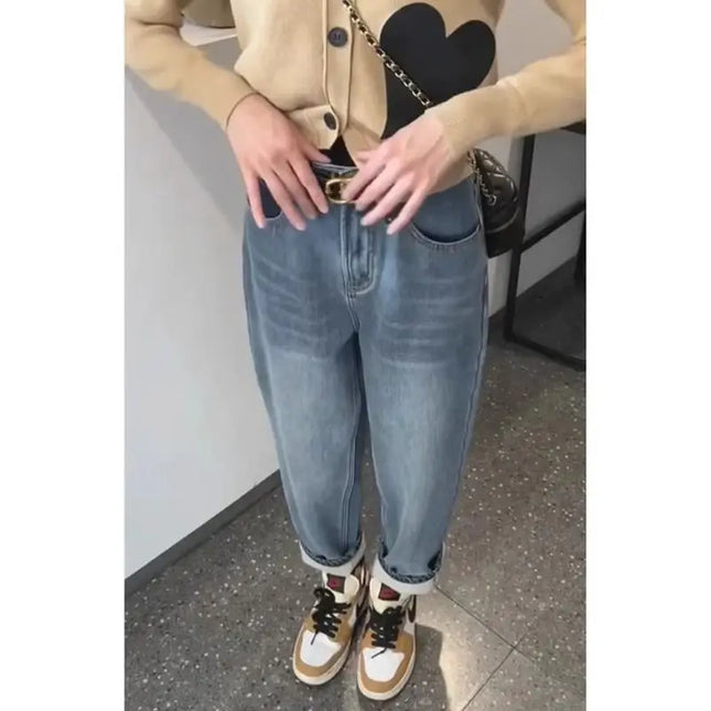 Retro Embroidered Harem Jeans For Women High Waist Loose by zapcart