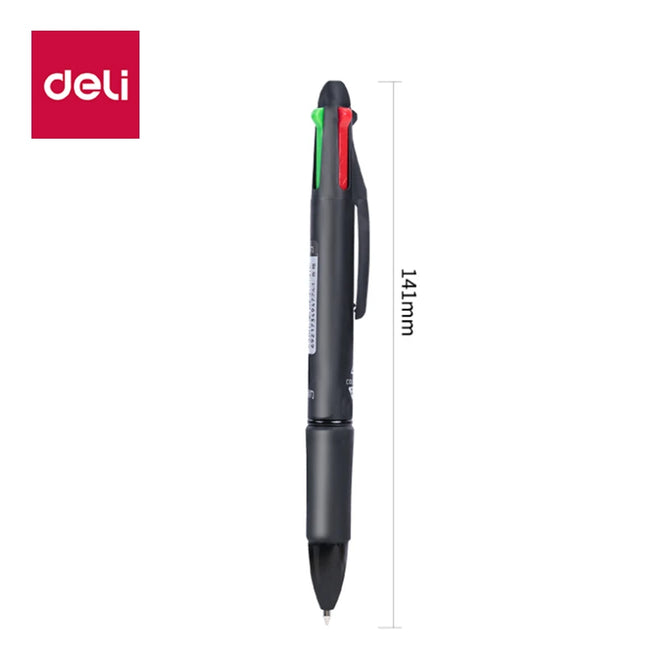 Deli 4 In 1 Ballpoint Pen 0.7mm Blue Black Red Green School by zapcart