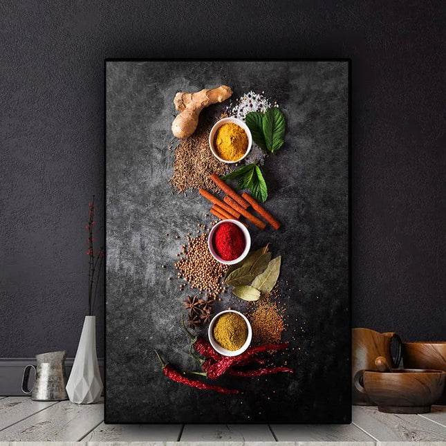 Kitchen Wall Art Herbs Spices Canvas Painting Nordic Decor by zapcart