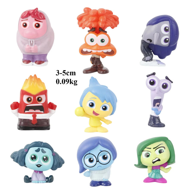 9Pcs/Set Mini Inside Out 2 Action Figure Toy Cartoon Movie Joy Anxiety Anger Sadness Disgust Fear Model Doll Figurines Kids Gift by zapcart