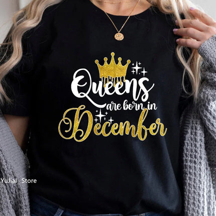 Queen Are Born In January To December Bold Graphic Tee Women by zapcart