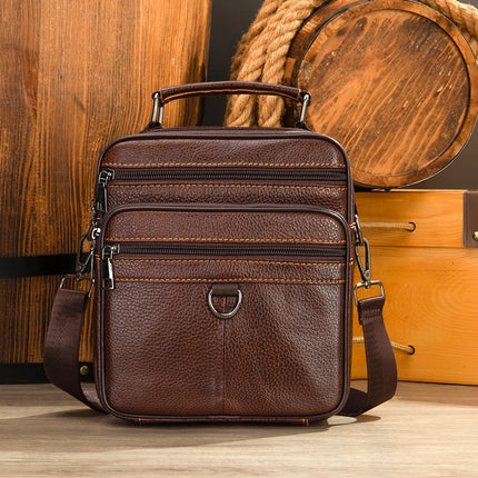 LACHIOURCN Black Leather Messenger Bag For Men Crossbody by zapcart