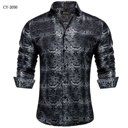 HenanChoice Mens Jacquard Paisley Shirt Long Sleeve Luxury by zapcart
