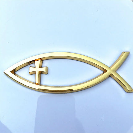 Jesus Fish Chrome Car Emblem WL115 Peace Faith 3D Badge by zapcart