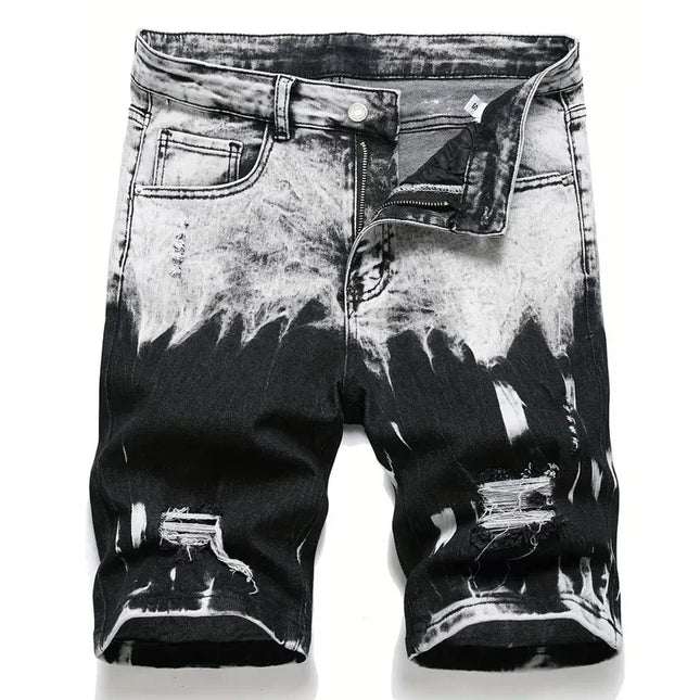 LVCCCI'SCN Men's Slim Stretch Denim Shorts Retro Streetwear by zapcart