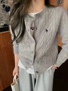 Women's Cashmere Cardigan Sweater Warmth Embroidered by zapcart