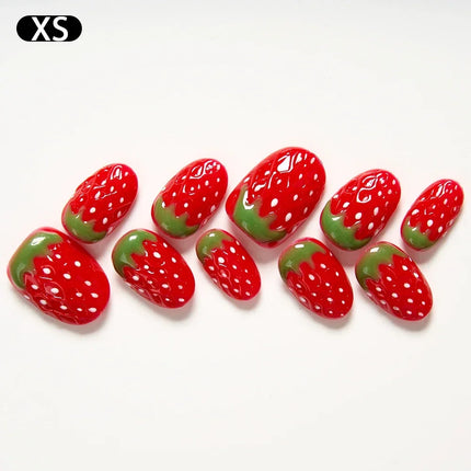 Press On Nails Handmade Square Pink For Women Strawberry by zapcart