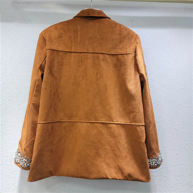 WTHT Womens Rivet Flower Jacket Loose Chic Spring Coat by zapcart