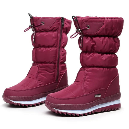 2025 Winter Womens Warm Mid Calf Waterproof Snow Boots by zapcart