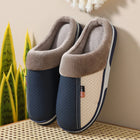 Men's Cozy Plush Slippers Non Slip Waterproof PU Leather by zapcart