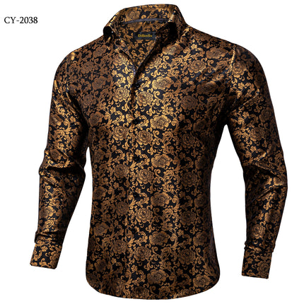 HenanChoice Mens Jacquard Paisley Shirt Long Sleeve Luxury by zapcart