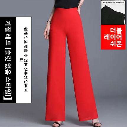 Chiffon Wide Leg Pants For Women Double Layered Breathable by zapcart