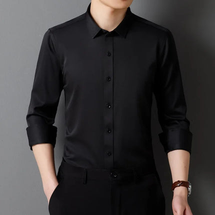 Faboten Mens Long Sleeve Shirt Solid Color Soft Fit by zapcart