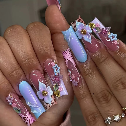 Press On Nails White Butterfly Pearls For Trendsetters 24pcs by zapcart